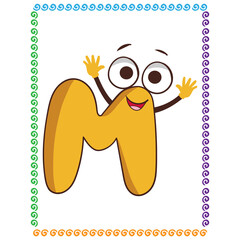 M Cartoon alphabet letters vector for kids