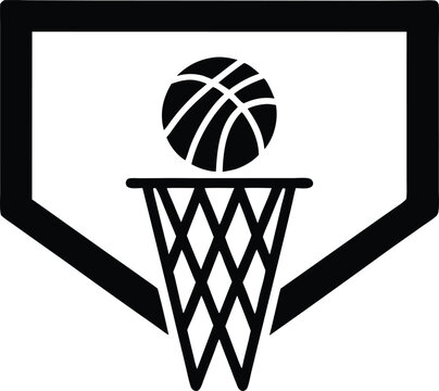 black basketball hoop and ball clip art preview