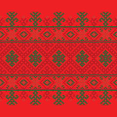 seamless pattern with red and white flowers