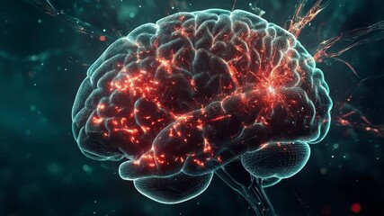 Human brain showing activity and neural connections in a digital world - Powered by Adobe