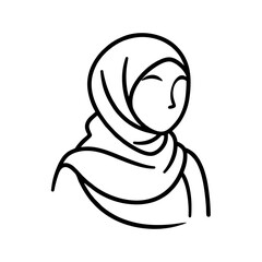Fototapeta premium black vector icon in the shape of a Muslim hijab