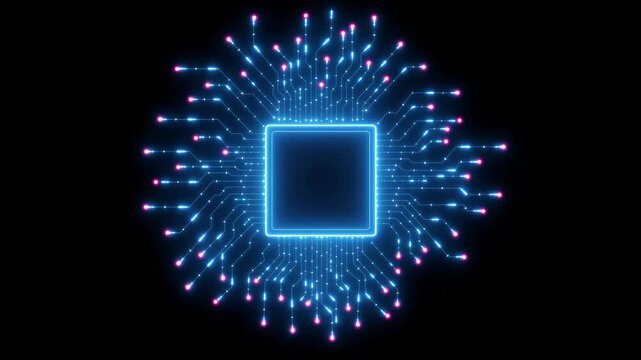 circuit chip line cyan on main board. for futuristic technology design transparent background, Computer Processing and organizing data. Abstract high tech Artificial intelligence (AI), data mining