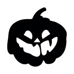 Halloween Pumpkin Black Silhouette Vector Flat Illustration Design. Holiday Decoration Scary Art.	