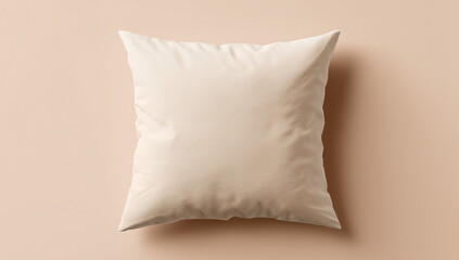 Obraz premium Soft decorative pillow on a light beige background perfect for home decor and comfort in a contemporary living space Generative AI