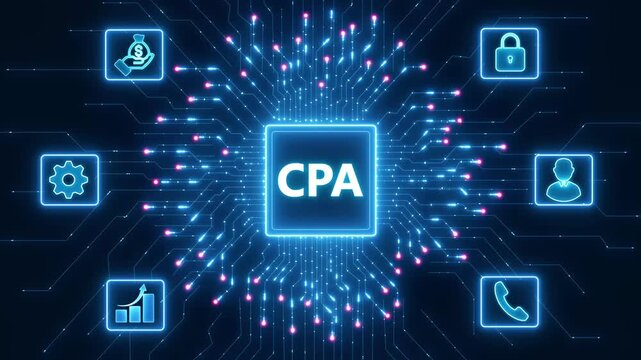 DSP - Demand Side Platform business, Technology, Internet and network concept.Abstract glowing blue circuit board background