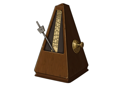 Vintage Wooden Metronome Isolated Illustration on Transparent Background