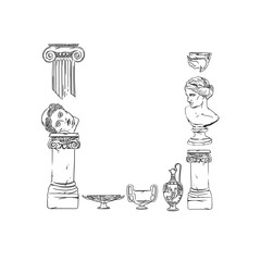 vintage antique vase ornaments frame swirls and scrolls decorations retro design vector frames and invitations, greeting cards, certificates borders,hand drawn ancient line frame