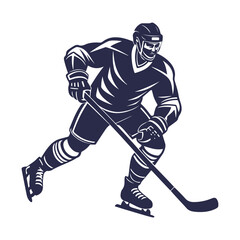 Hockey Player Silhouette, Isolated Vector Graphic for Sports Design