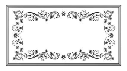 Decorative rectangular frame with swirling floral accents