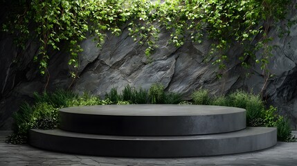 Intricate Eco-Friendly Podium Mockup with Natural Elements and Luxury Minimalist Display