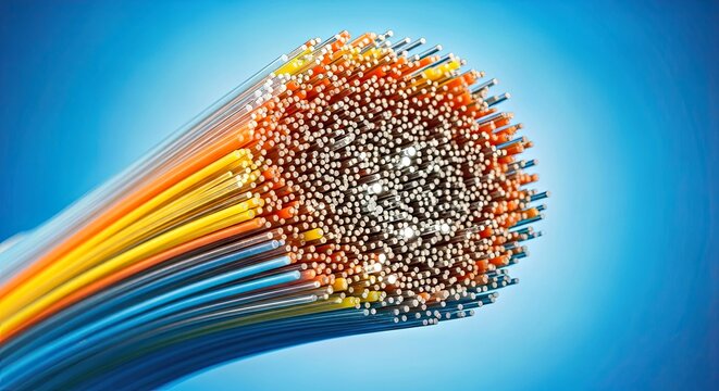 A Modern Fiber Optic Cable Bundle against a Blue Background