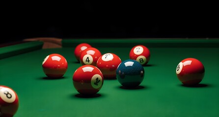 Snooker Table with Balls Arrangement