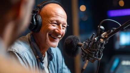 Engaging Interview on Radio with Smiling Male Host and Guest