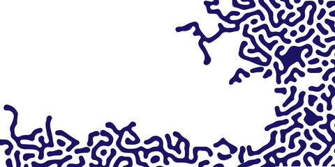 Vector illustration of an abstract floral background with people dancing, jumping, and splashing paint. Banner with a hand drawn turing style pattern design. Black and white circular turing pattern. 