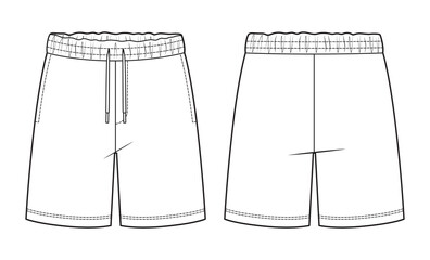 Men's shorts illustration front and back view