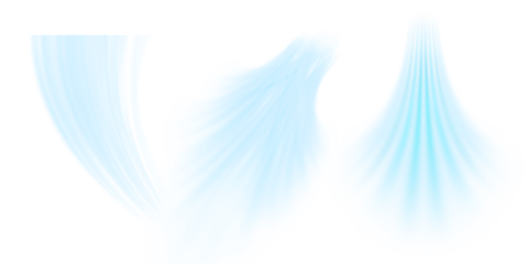 Air flow set of vector elements on a white background. Abstract light effect blowing from an air conditioner, purifier or humidifier. Dynamic blurred flow motion	