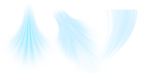 Air flow set of vector elements on a white background. Abstract light effect blowing from an air conditioner, purifier or humidifier. Dynamic blurred flow motion	
