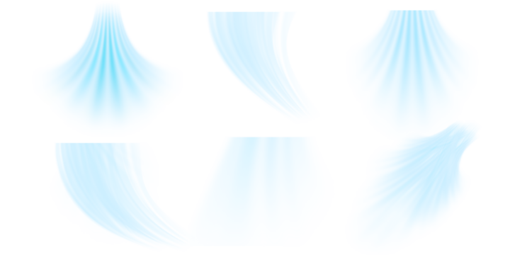 Air flow set of vector elements on a white background. Abstract light effect blowing from an air conditioner, purifier or humidifier. Dynamic blurred flow motion	