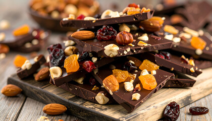 Dark Chocolate Bark with Nuts and Dried Fruit