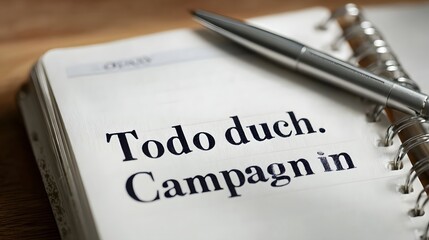 Obraz premium Todo list and campaign planning on a notebook with a pen indicating business tasks and strategy