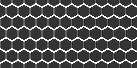 Vector geometric seamless honeycomb hexagonal black texture. Creative and decorative modern technological hexagon pattern background for any design, technology and communication related works. Hexagon