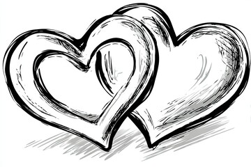 Two intertwined hearts, a stylized graphic design.