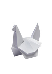 Origami Cat Illustration on Isolated Black Background in Minimalist Style