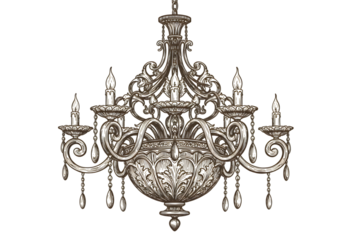Ornate Chandelier Illustration With Elegant Lighting and Transparent Background