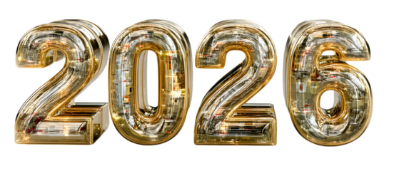 Amber Yellow Gold Golden Gradient Highlights Illusion Embossed Depth Glossy Reflections Looks Like Typography Digits 2026 Bold Social Media Poster Banner Marketing Ecommerce Web Print Co SEO Optimized