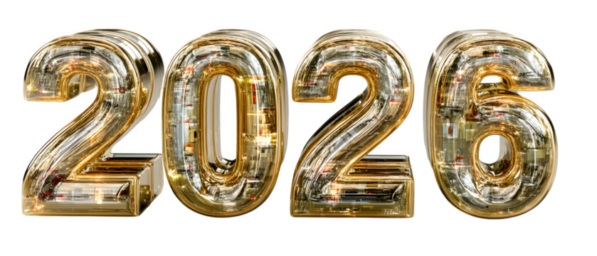 Amber Yellow Gold Golden Gradient Highlights Illusion Embossed Depth Glossy Reflections Looks Like Typography Digits 2026 Bold Social Media Poster Banner Marketing Ecommerce Web Print Co SEO Optimized