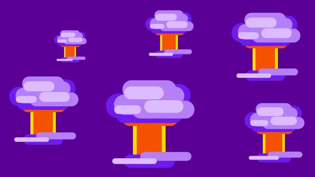 Several nuclear mushroom clouds erupt in succession, symbolizing catastrophic destruction, global devastation, and the frightening consequences of unchecked power
