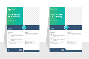 Obraz premium Modern Medical Flyer | Healthcare Clinic Poster | Hospital Template Professional healthcare and medical flyer template, perfect for hospitals, clinics, and healthcare services. Fully editable design 