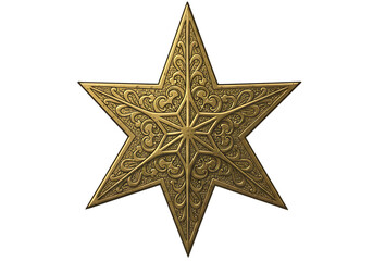 Ornate Golden Six Pointed Star Ornament Illustration On Transparent Background