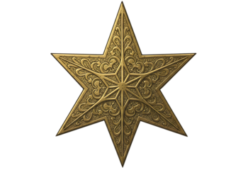 Ornate Golden Six Pointed Star Ornament Illustration On Transparent Background