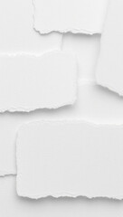 Set of torn white paper pieces, ripped rectangle notes isolated on transparent background

