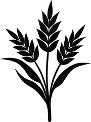 Black vector silhouette of a floral tree branch with leaves