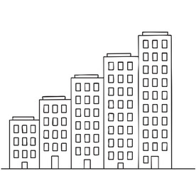 Simple line drawing of modern building architecture. High rise building sketch © pylypchuk25