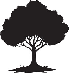 One big tree silhouette vector illustration