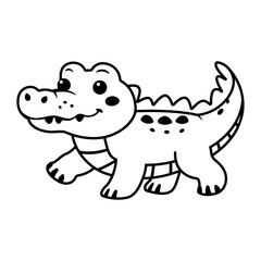 Cute Crocodile Vector Illustration – Kids Coloring Page