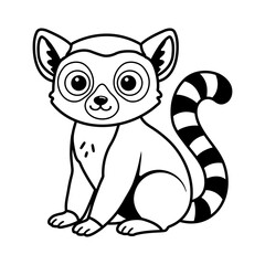 Cute Lemur Vector Outline Jungle Coloring Page