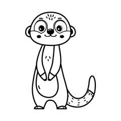 Cute Meerkat Vector Outline Safari Coloring Page