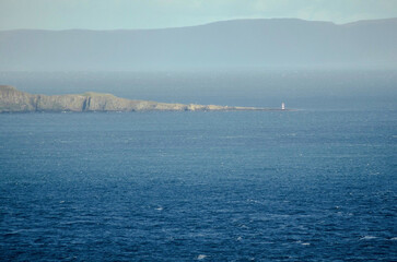 Rue Point Lighthouse on Rathlin Island in County Antrim, Northern Ireland 