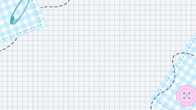 Loopable Sewing Craft Scrapbook Background with Gingham Patches and Button