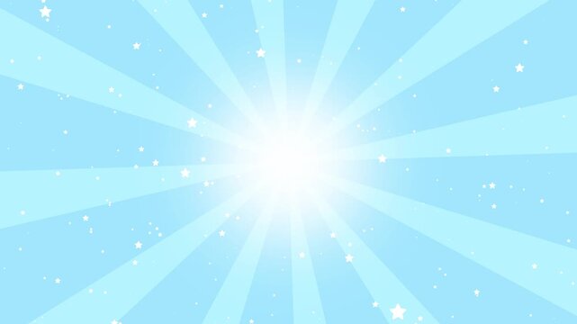 Loopable Background - Blue Starburst Sky with Twinkling Cartoon Stars