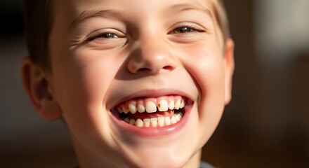 Obraz premium Radiant Joy - Close-up of a Young Boys Infectious, Genuine Laughter and Sparkling Eyes.