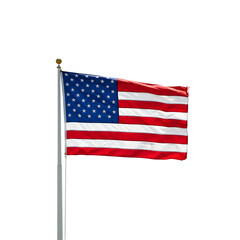 Fototapeta premium Photo of a Waving American Flag with Stars and Stripes Against Black Background