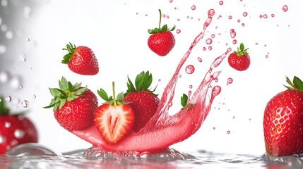 Strawberries with Pink Liquid Splash