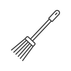 Line art illustration of a mop with a long handle and a cleaning head with vertical lines. Editable stroke. Icon vector illustration