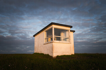 The Coastguard Hut on the northern cliffs of Rathlin Island in County Antrim, Northern Ireland 