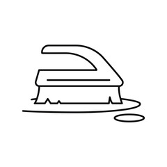 A black lineart depicts a scrub brush on a surface with a handle bristles and a small ring nearby. Editable stroke. Icon vector illustration